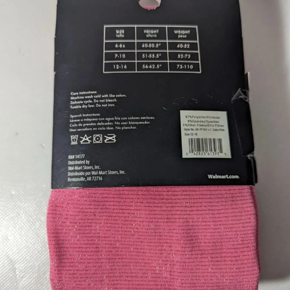 NEW- Size 12-16 George Pink Fleece Lined Footless Tights Pink
